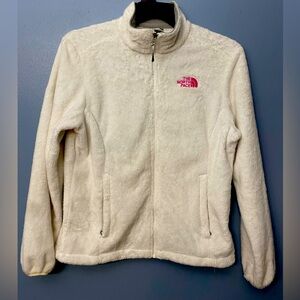 NORTH FACE WOMENS WHITE OSITO FLEECE WITH BREAST CANCER AWARENESS RIBBON Sz MED